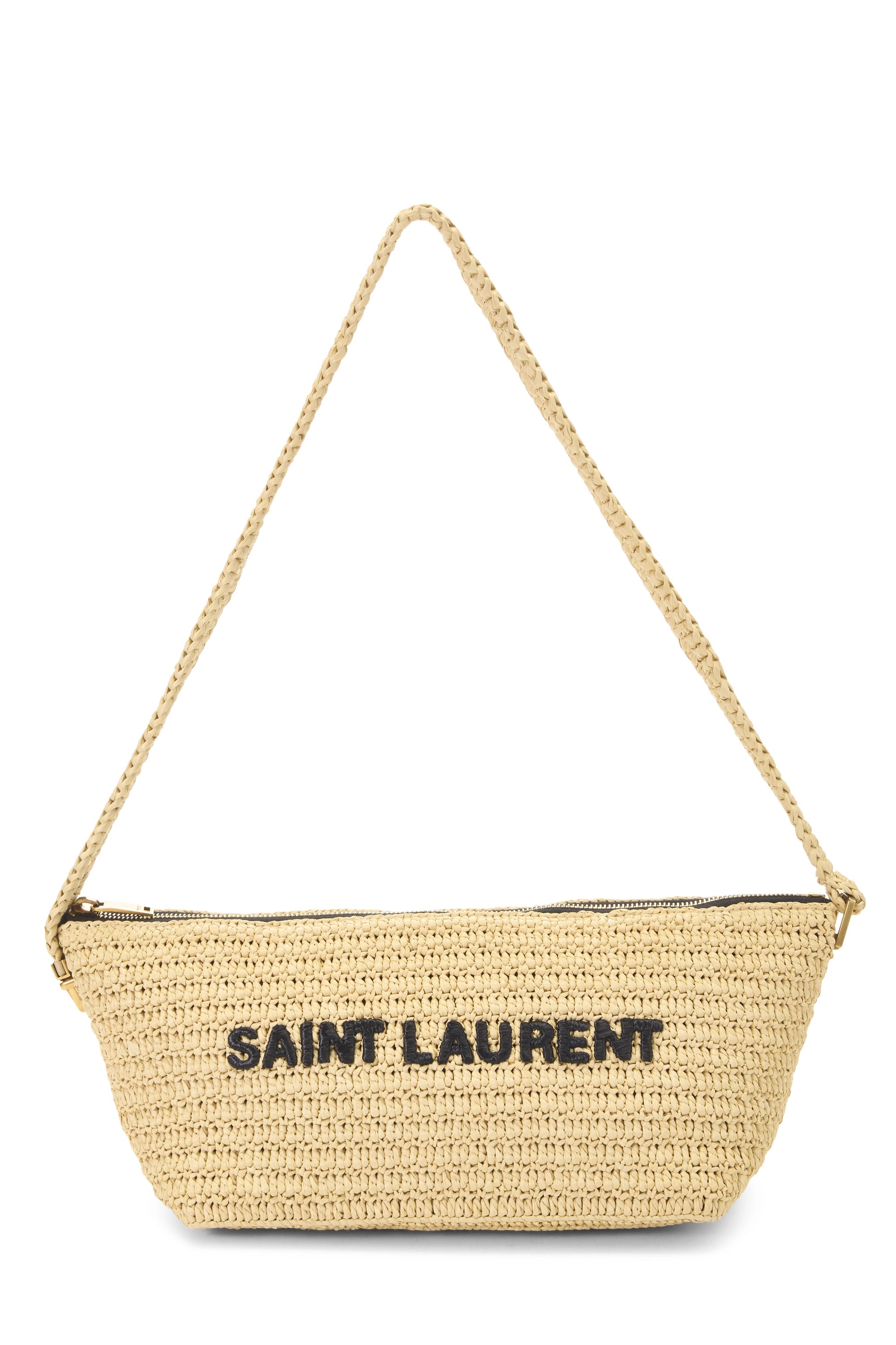 Beige Raffia Le Tuc Shoulder Bag