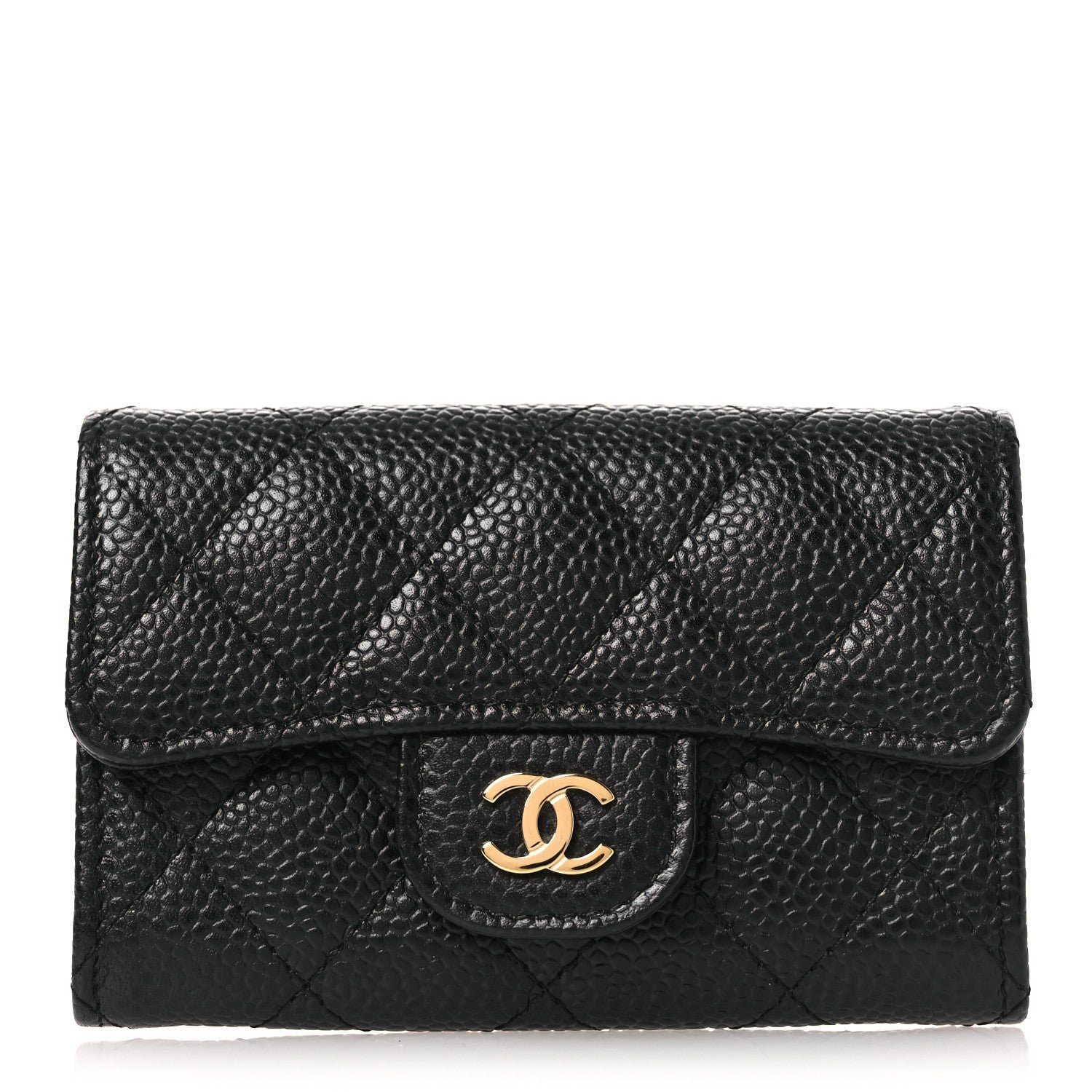 Chanel Caviar Quilted Flap Card Holder Black