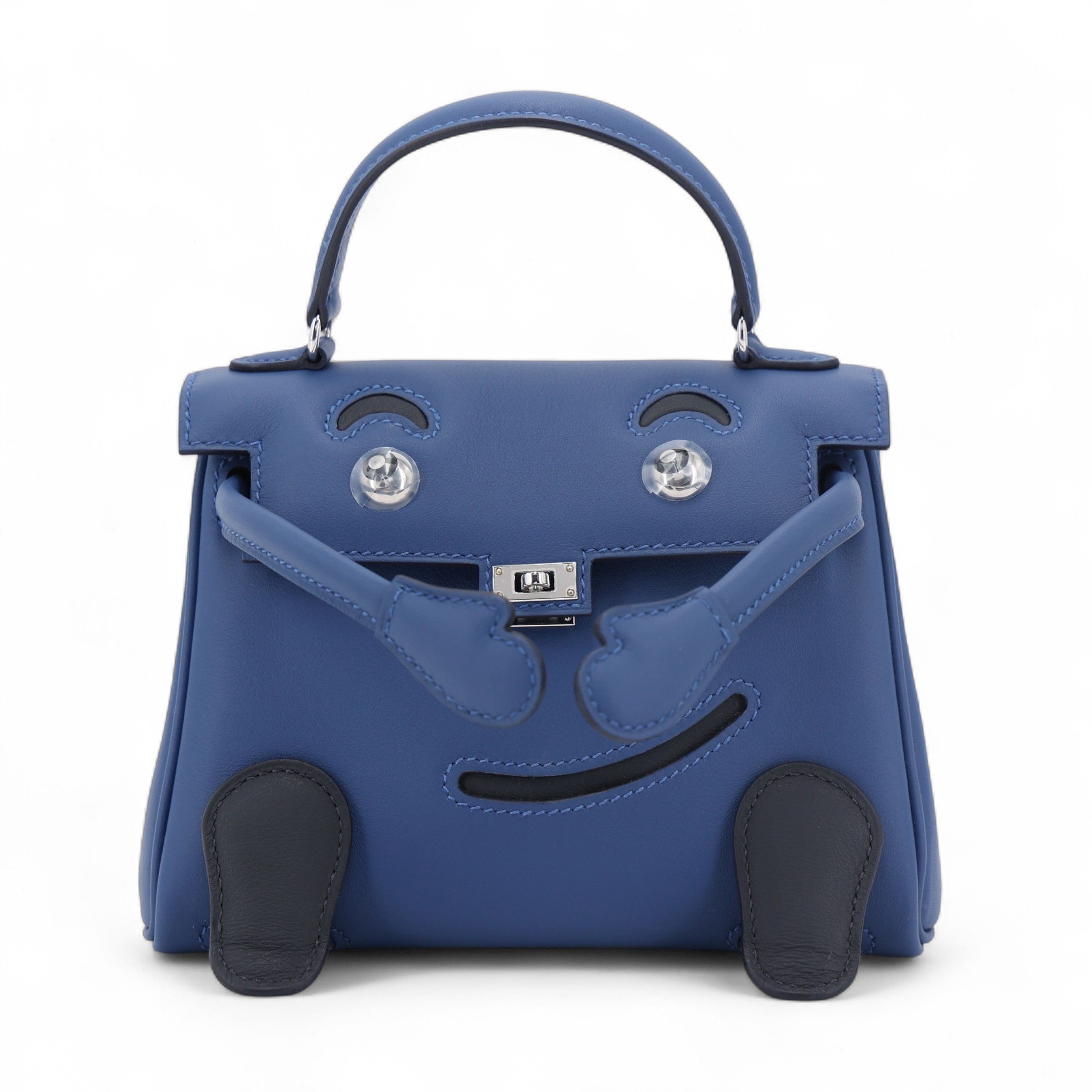 Brand New ( Rank N ) HERMÈS Limited Edition Kelly Doll Bleu Tie (P5) Caban (3Y) Swift Palladium hardware K (2025)