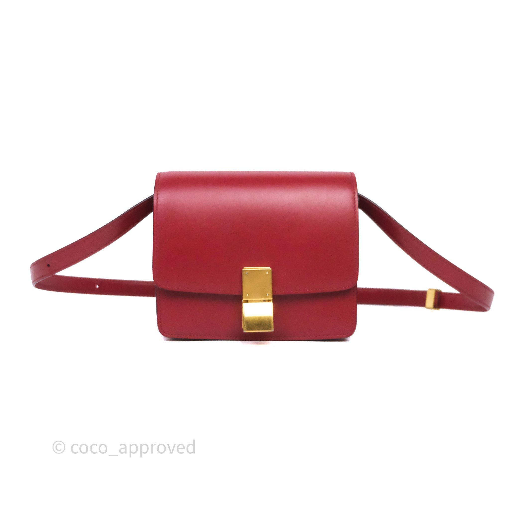 Celine Small Classic Box Flap Red Calfskin