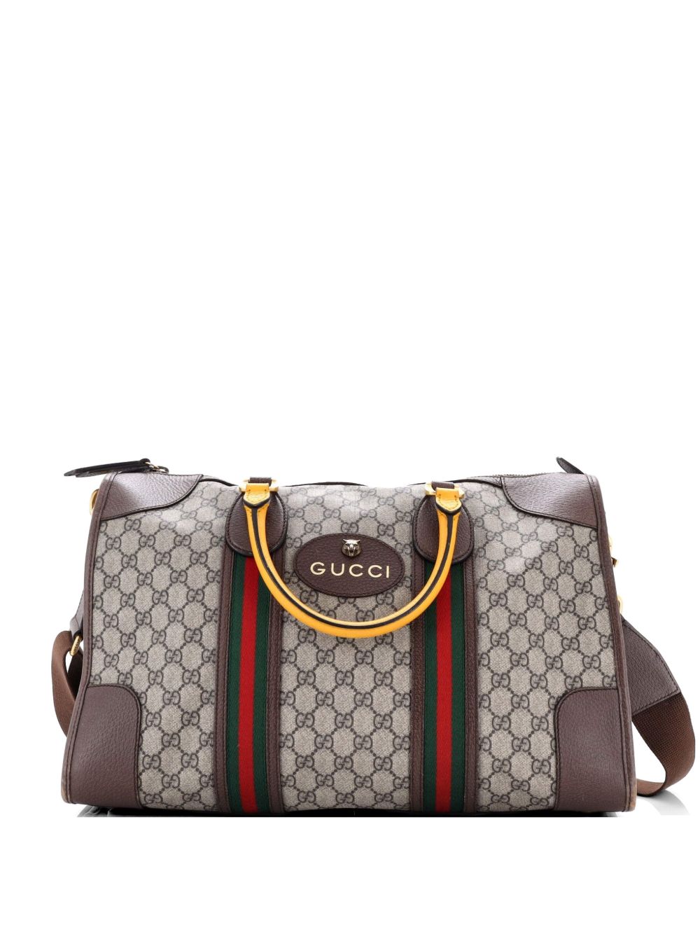 Neo Vintage Web Duffle Bag GG Coated Canvas with Leather Medium travel bag