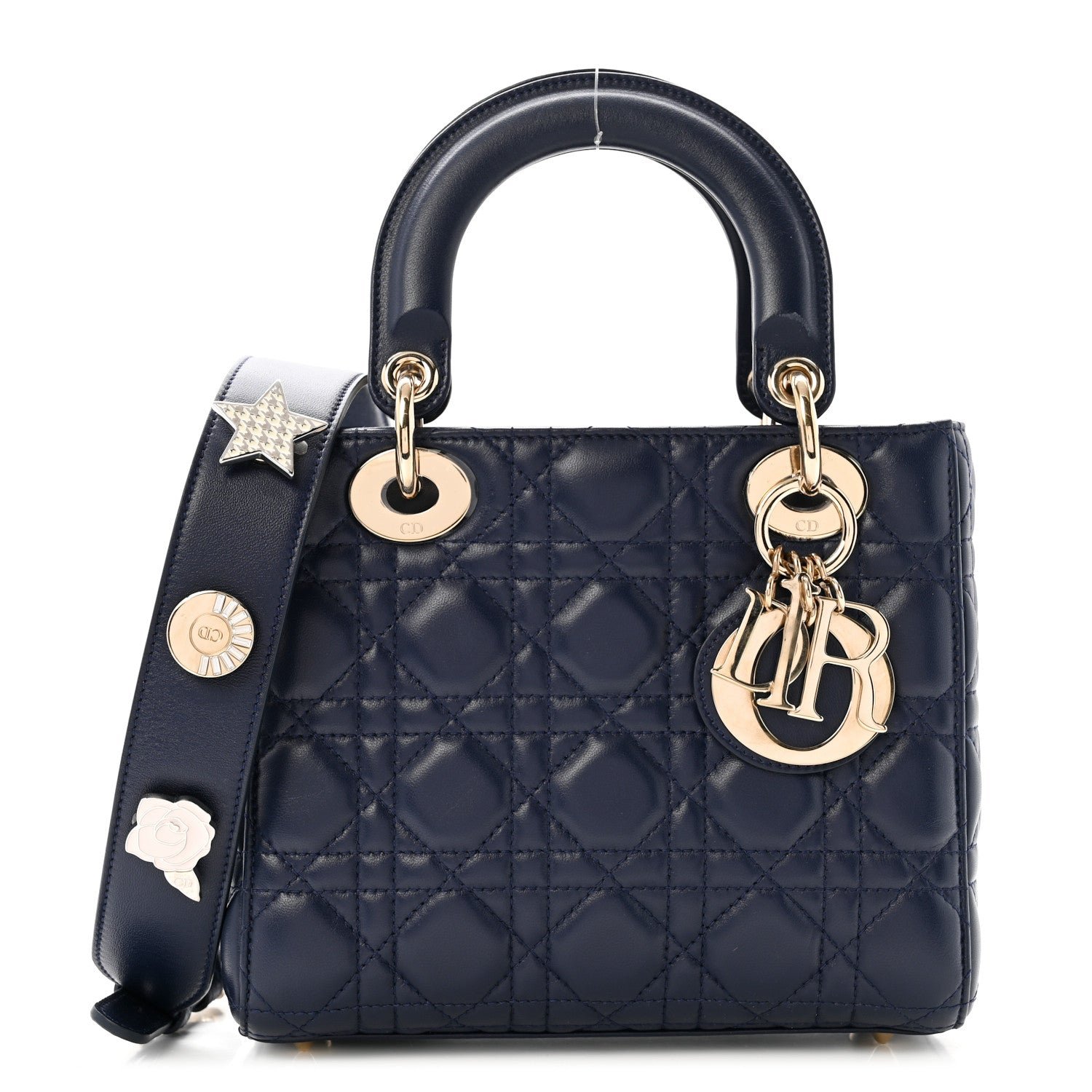 Dior Christian Dior Lambskin Cannage Small Lucky Badges My Lady Dior Navy