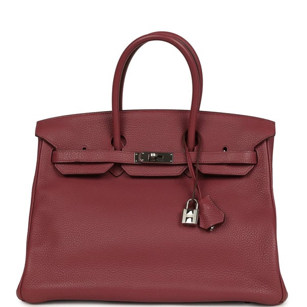 Hermes Pre-owned Hermes Birkin 35 Bois De Rose Clemence Palladium Hardware