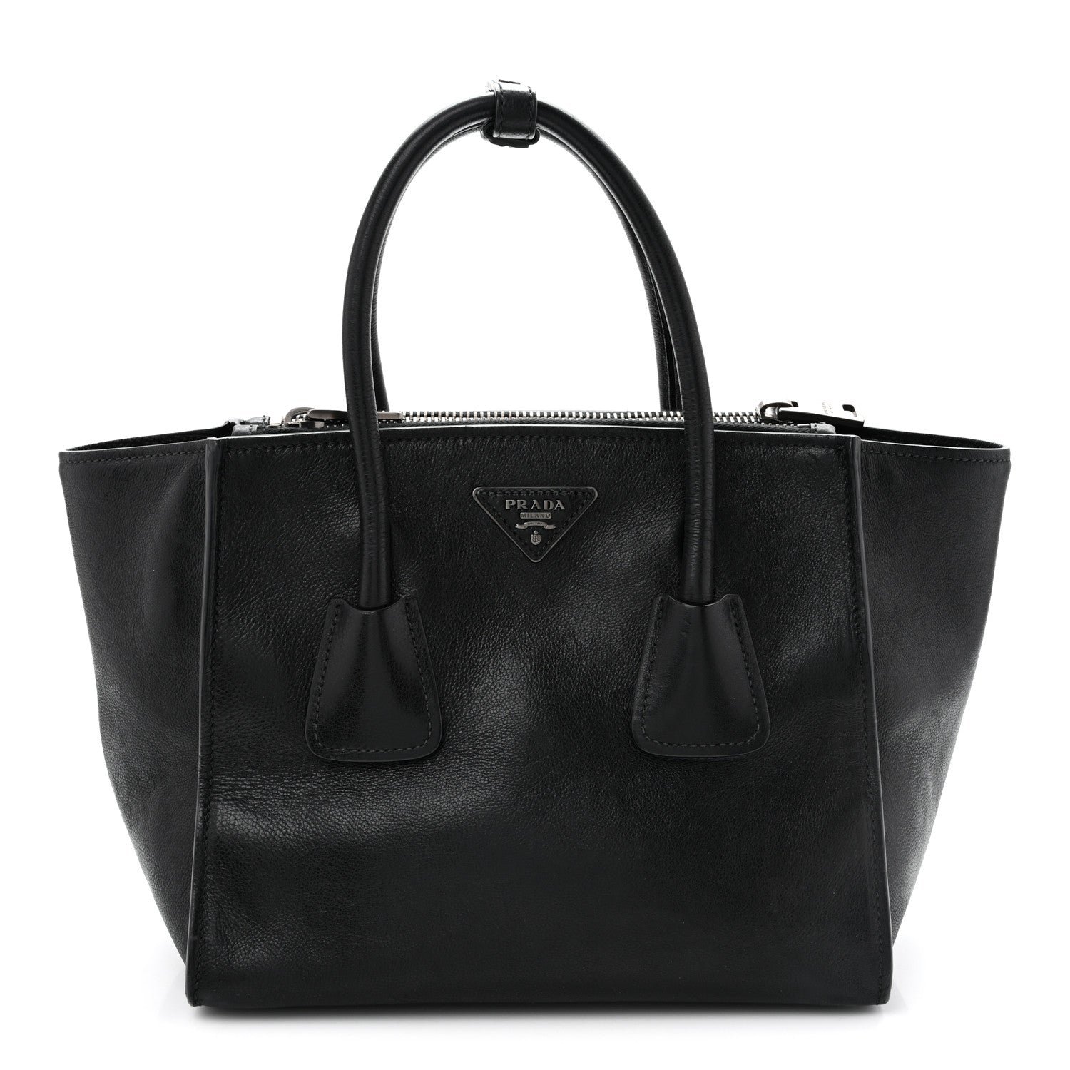 Prada Glace Calf Twin Pocket Tote Black