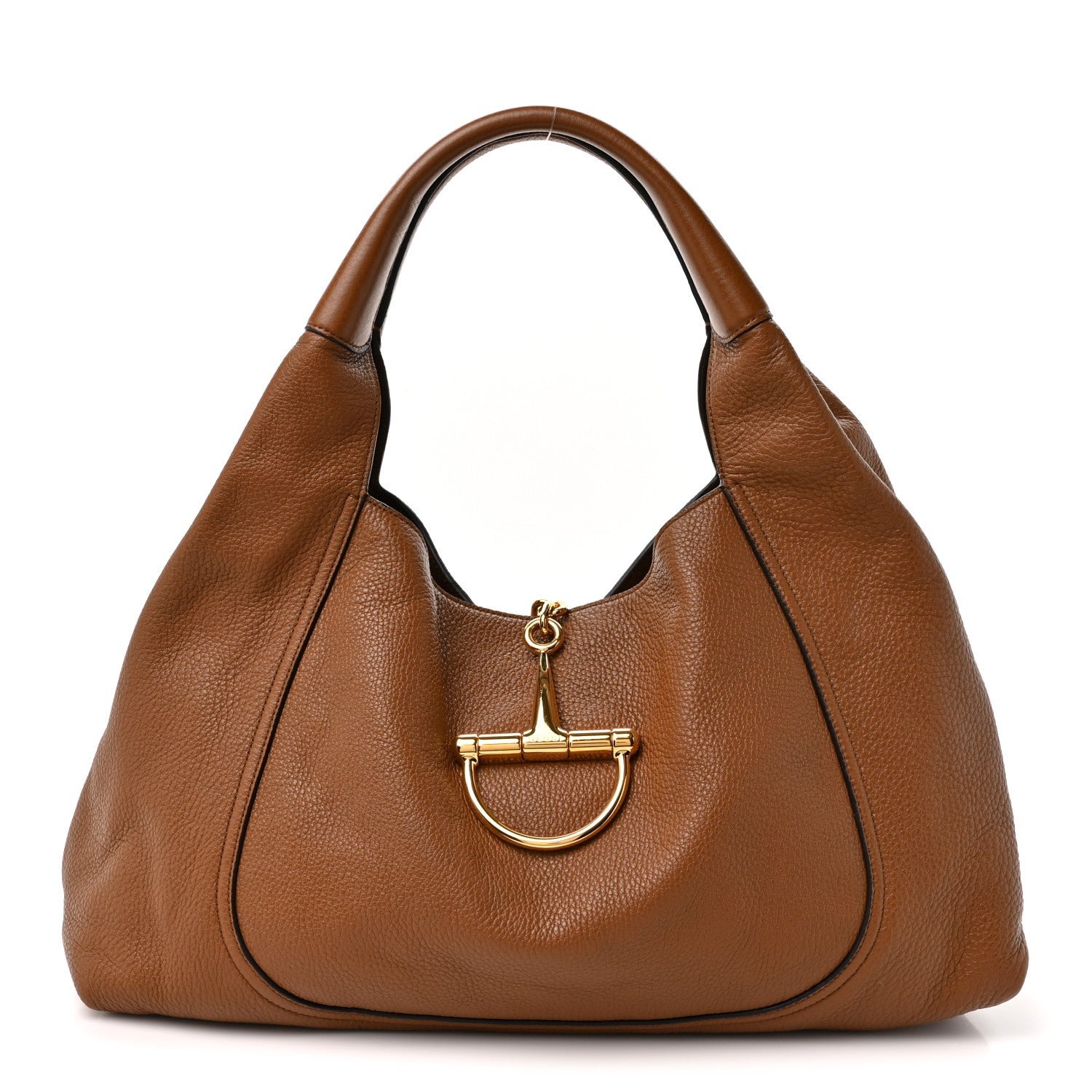 Gucci Grained Calfskin Softbit Maxi Shoulder Bag Brown