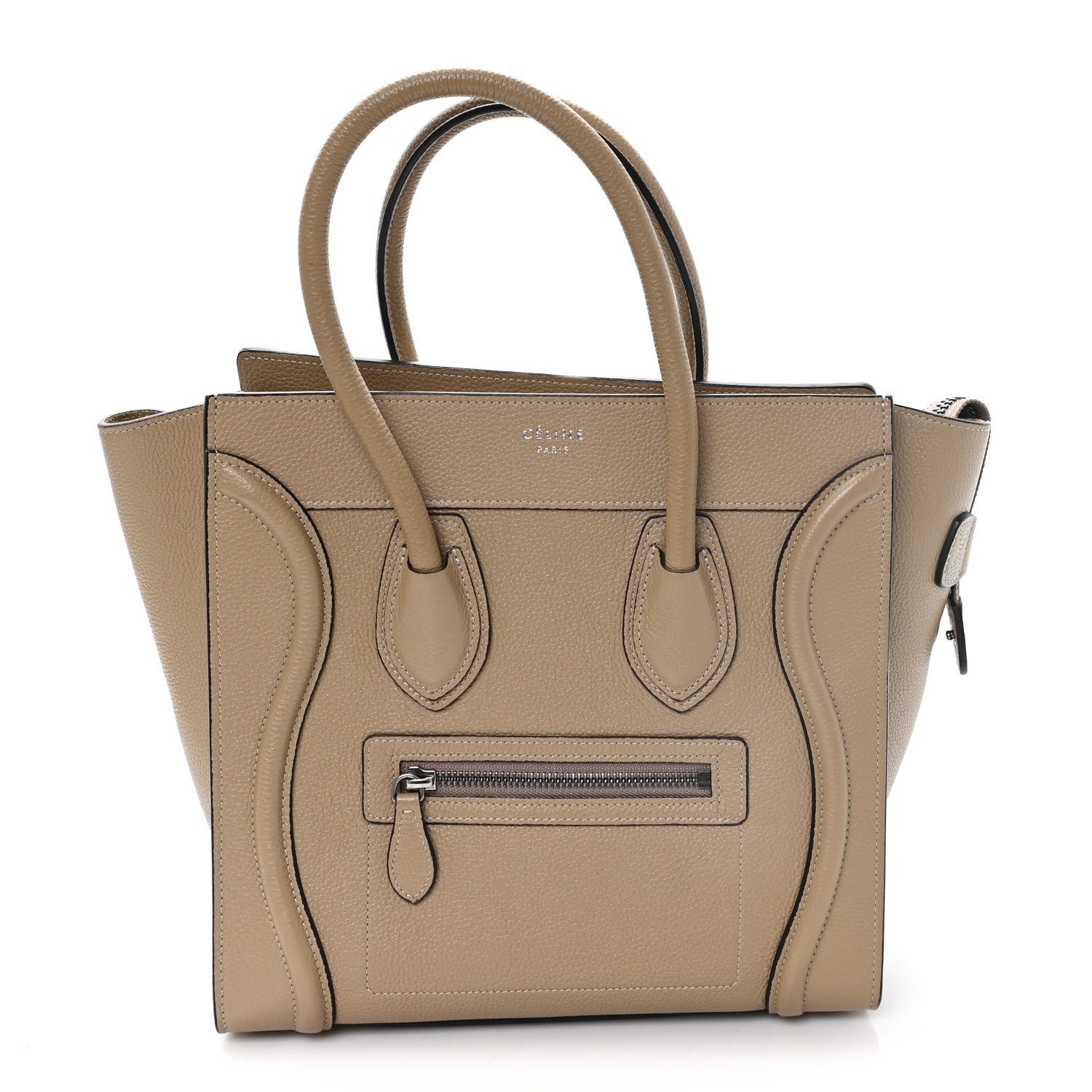 Celine Drummed Calfskin Micro Luggage Dune