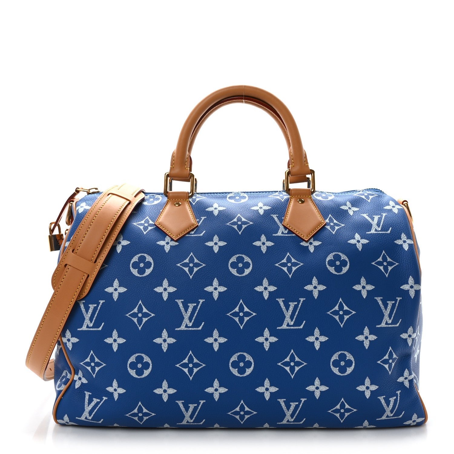 Louis Vuitton Louis Vuitton Calfskin Monogram Speedy P9 Bandouliere 40 Blue