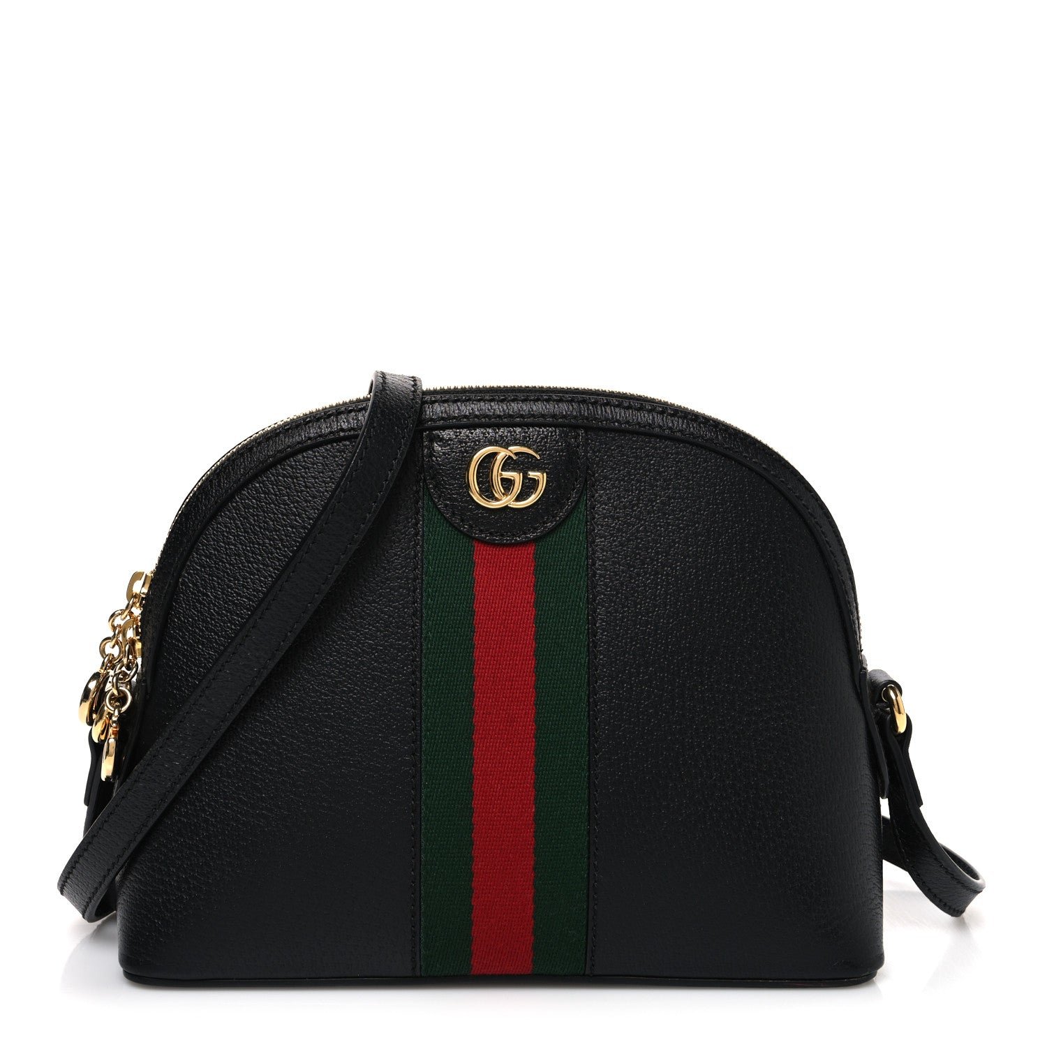 Gucci Calfskin GG Web Small Ophidia Dome Shoulder Bag Black