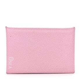 Hermes Epsom Horseshoe Calvi Card Case Mauve Sylvestre Craie