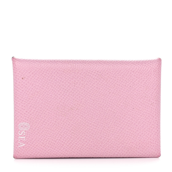 Hermes Epsom Horseshoe Calvi Card Case Mauve Sylvestre Craie