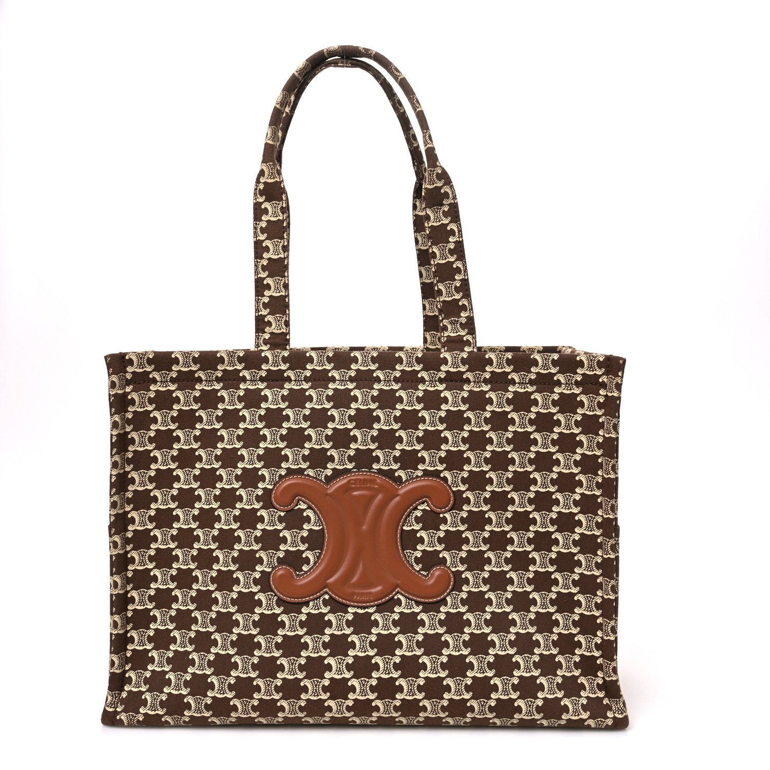 Canvas Calfskin Triomphe Print Large Cabas Thais Brown