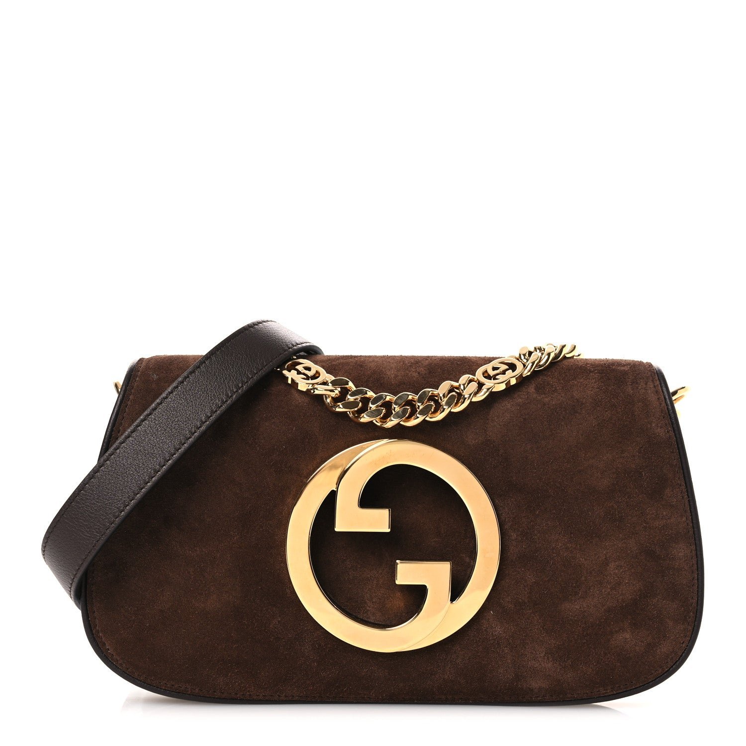 Gucci Suede Talco Roxy Calfskin Blondie Chain Shoulder Flap Bag Burnt Satin