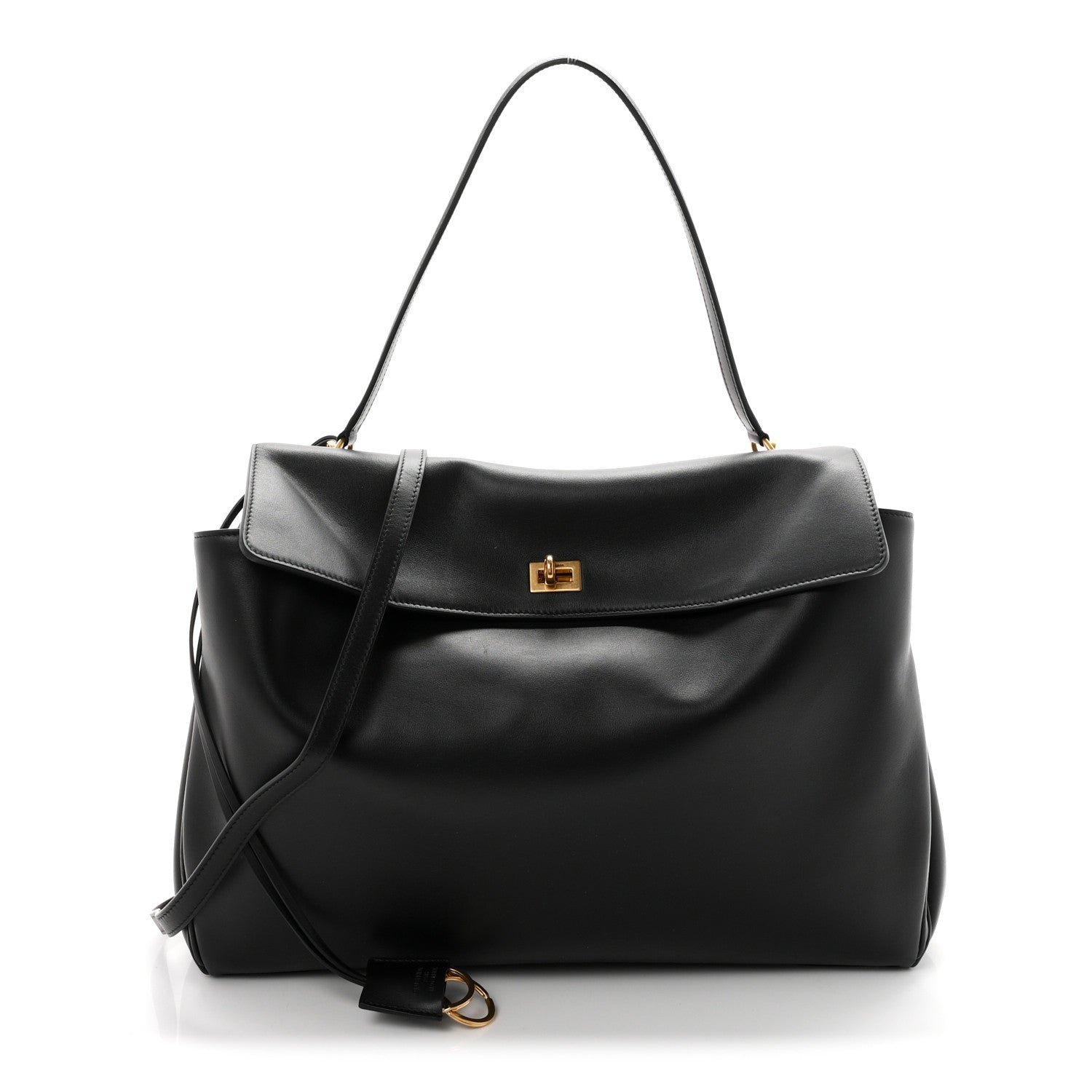 Balenciaga Smooth Calfskin Large Rodeo Top Handle Handbag Black
