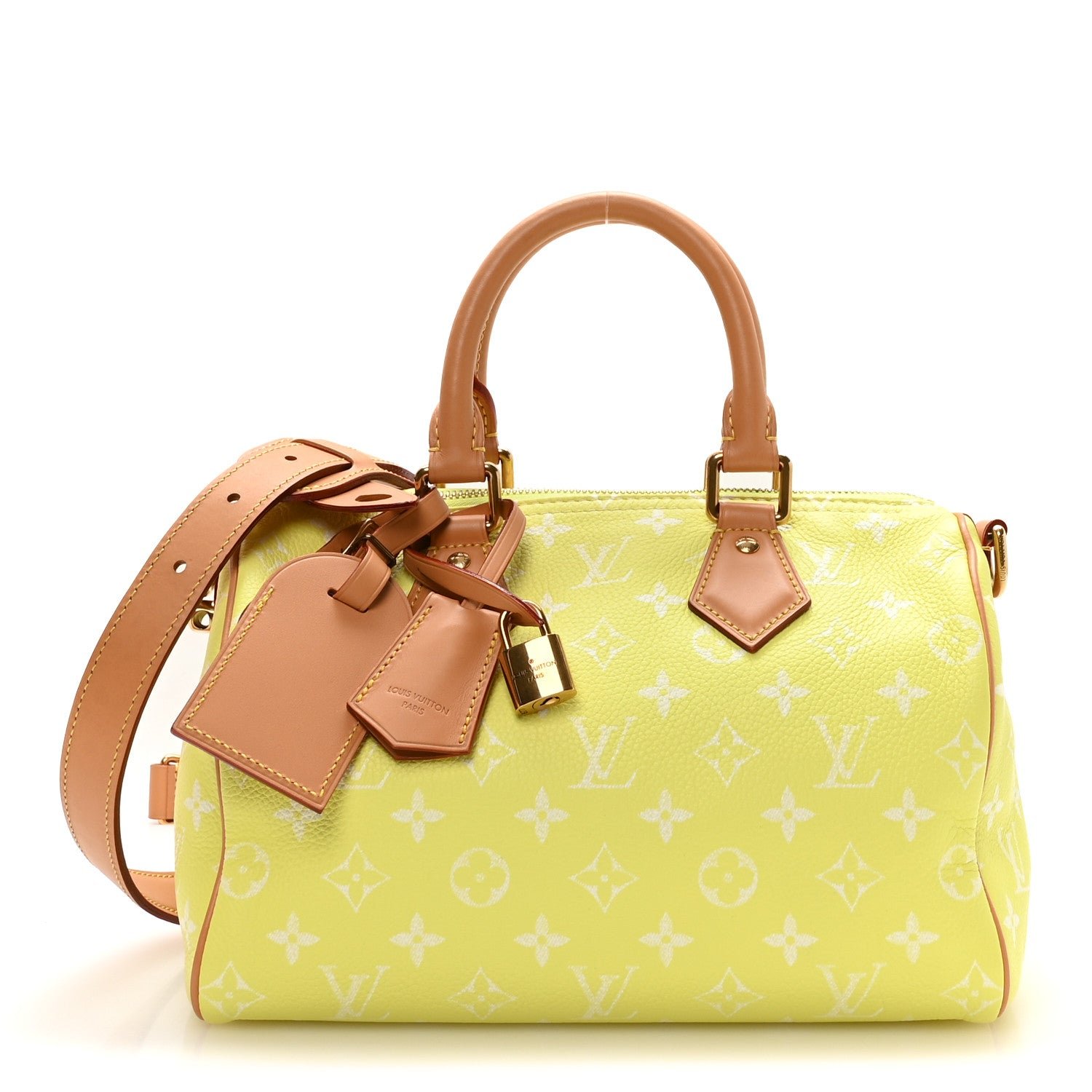 Louis Vuitton Calfskin Monogram Speedy P9 Bandouliere 25 Lemonade Yellow