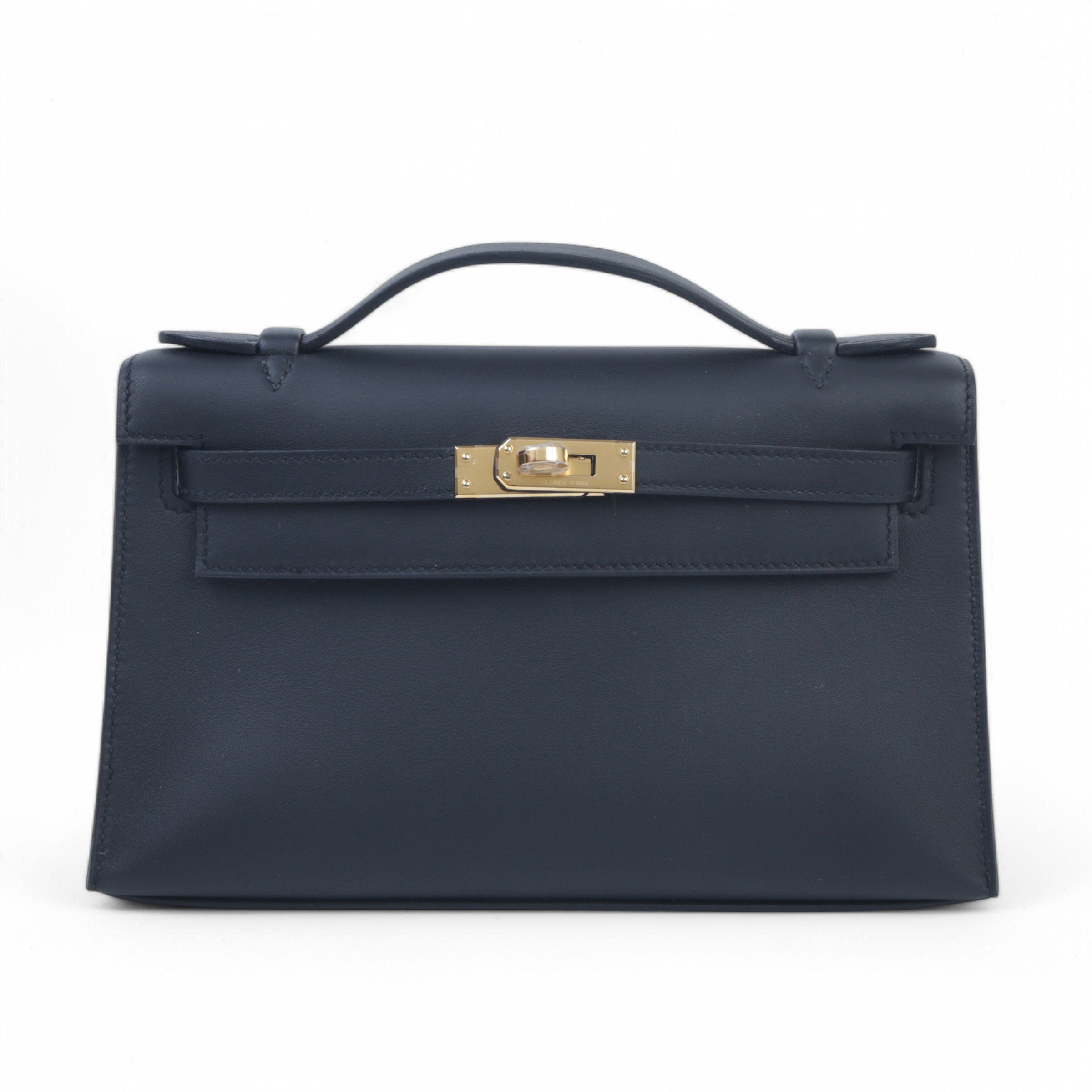 Hermes Unused ( Rank NS )  HERMÈS  Kelly Pochette Black (89) Swift Gold hardware B (2023)