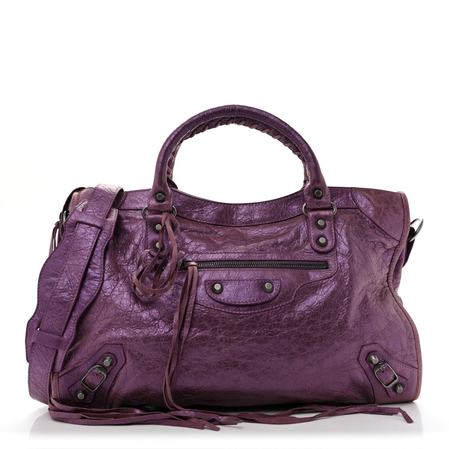 Balenciaga Agneau Classic Hardware City Metallic Purple