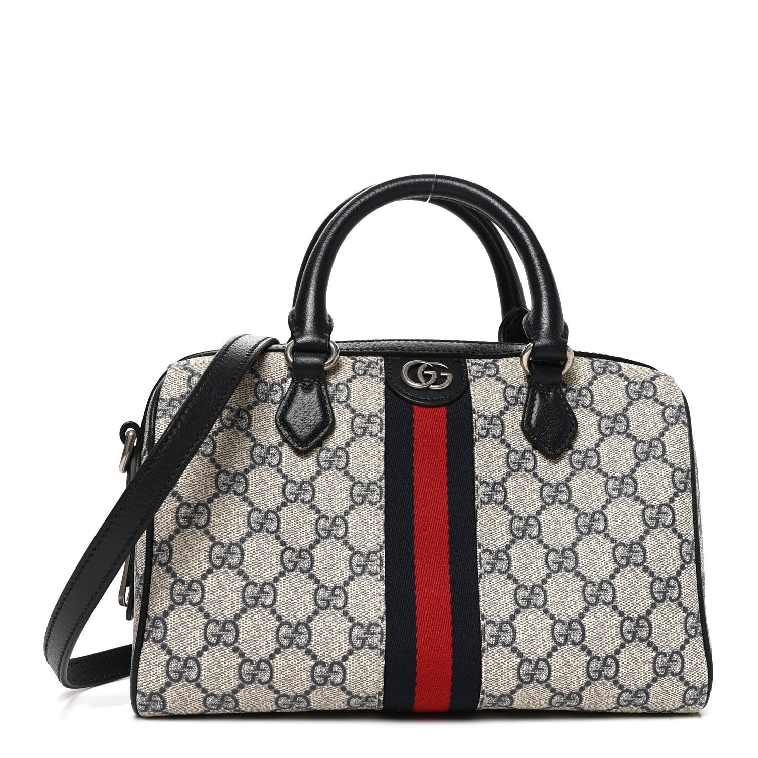 Gucci GG Supreme Monogram Web Small Ophidia Top Handle Bag Beige Blue