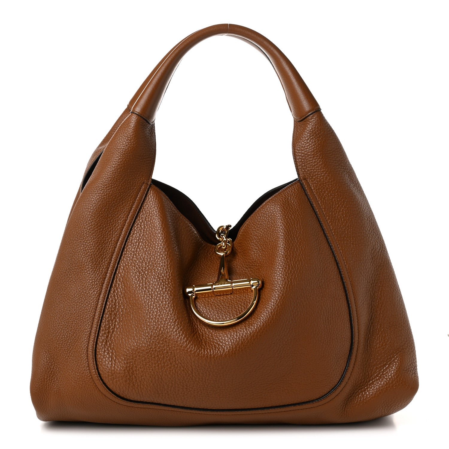 Gucci Grained Calfskin Softbit Maxi Shoulder Bag Brown