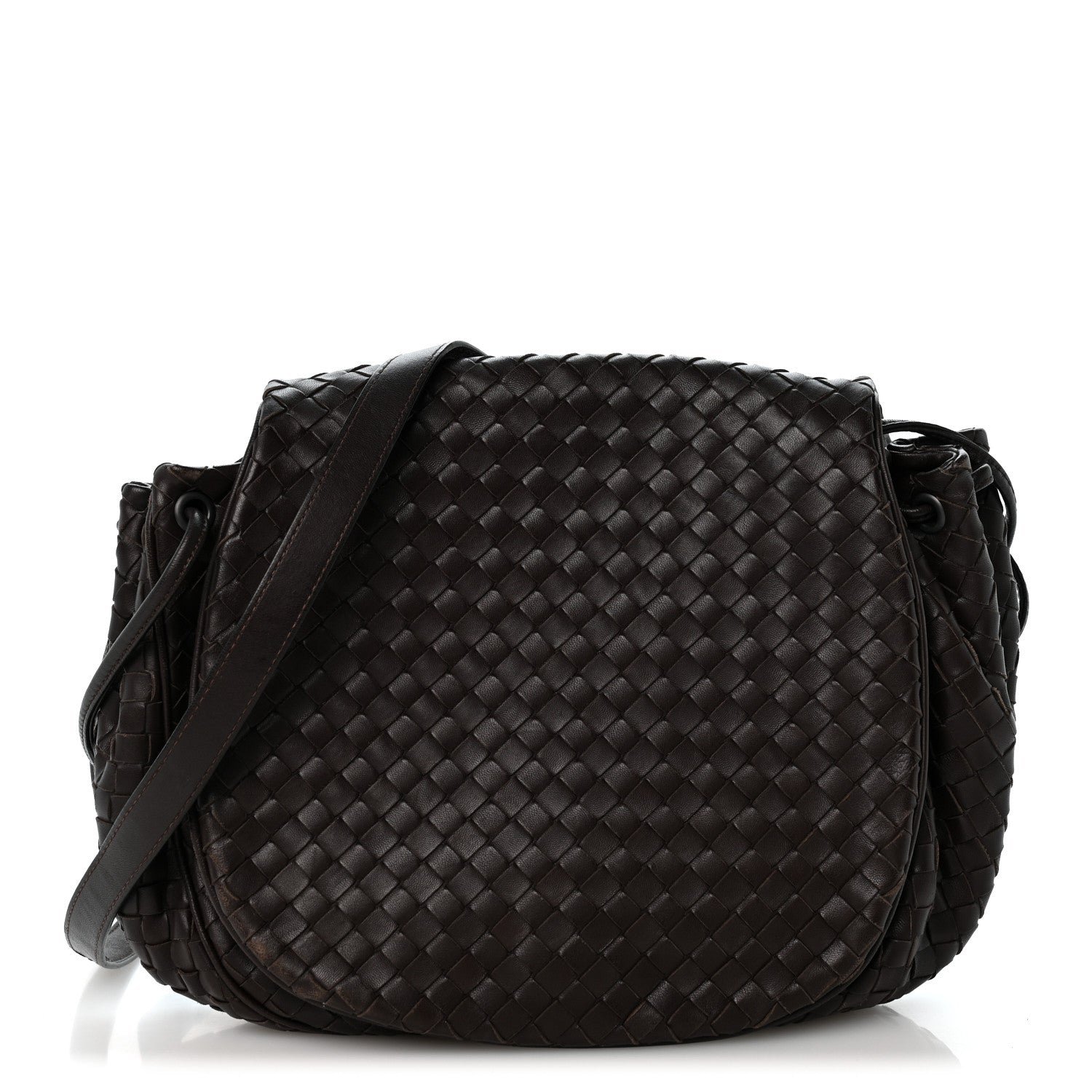 Bottega Veneta Nappa Intrecciato Messenger Bag Ebano
