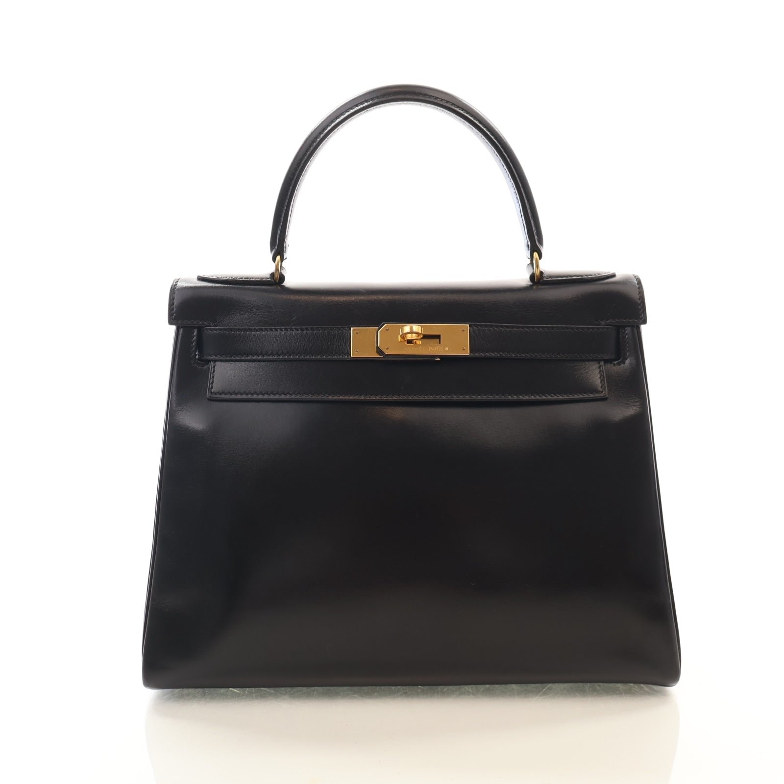 Hermes Vintage Noir Box Calf Kelly 28