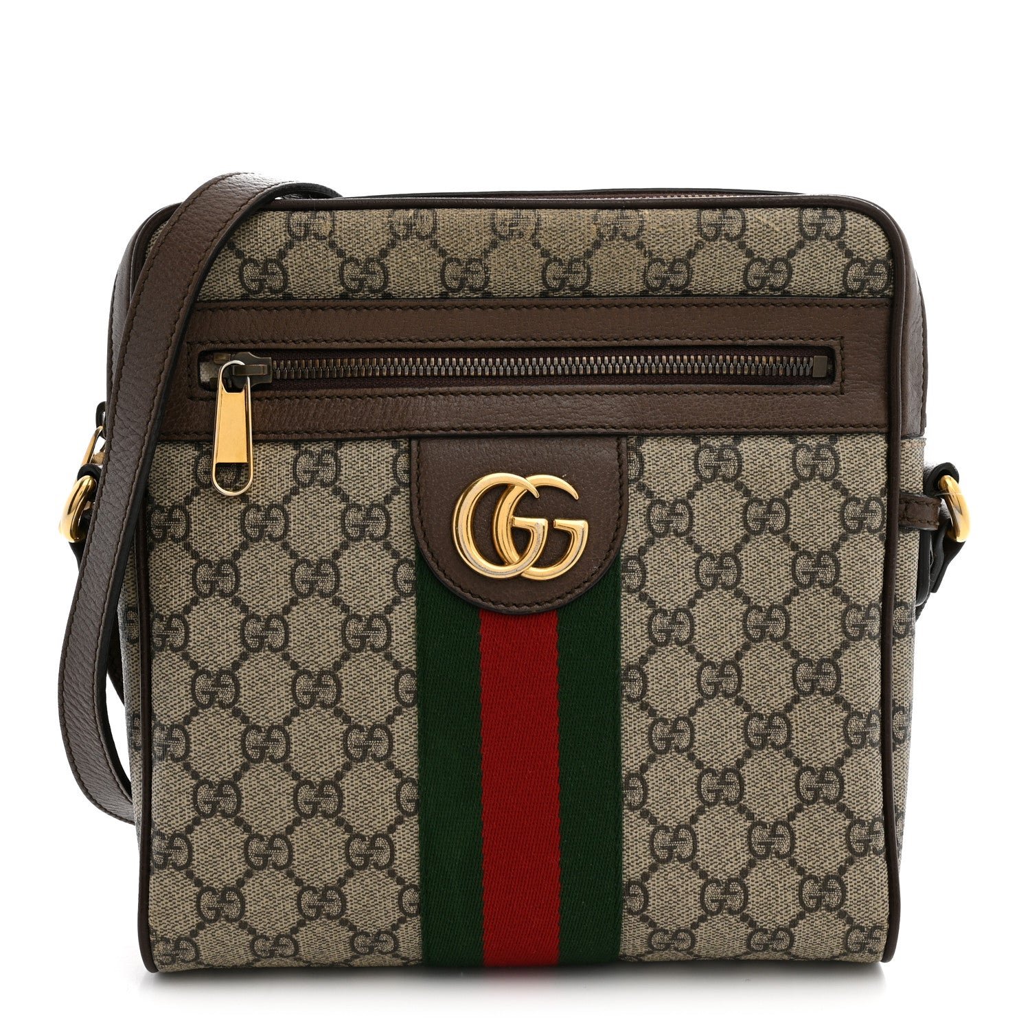 Gucci GG Supreme Monogram Web Small Ophidia Messenger Bag Brown