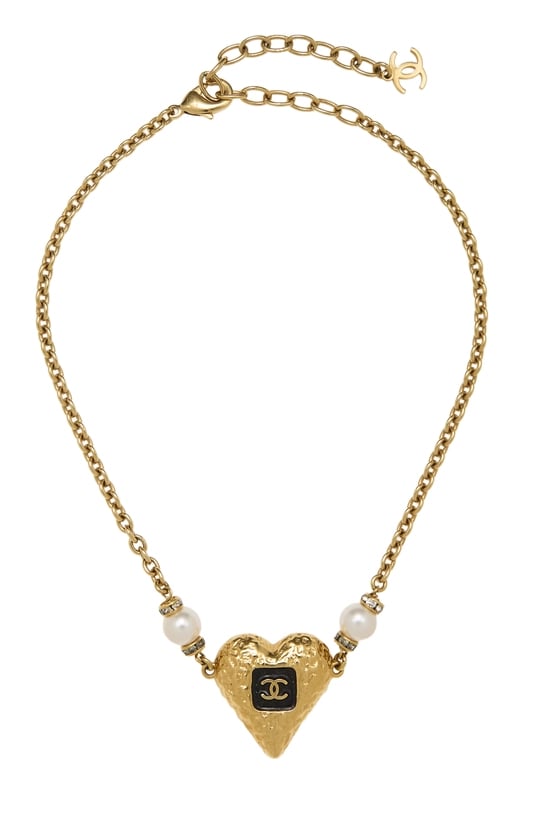 Gold Crystal 'CC' Heart Choker