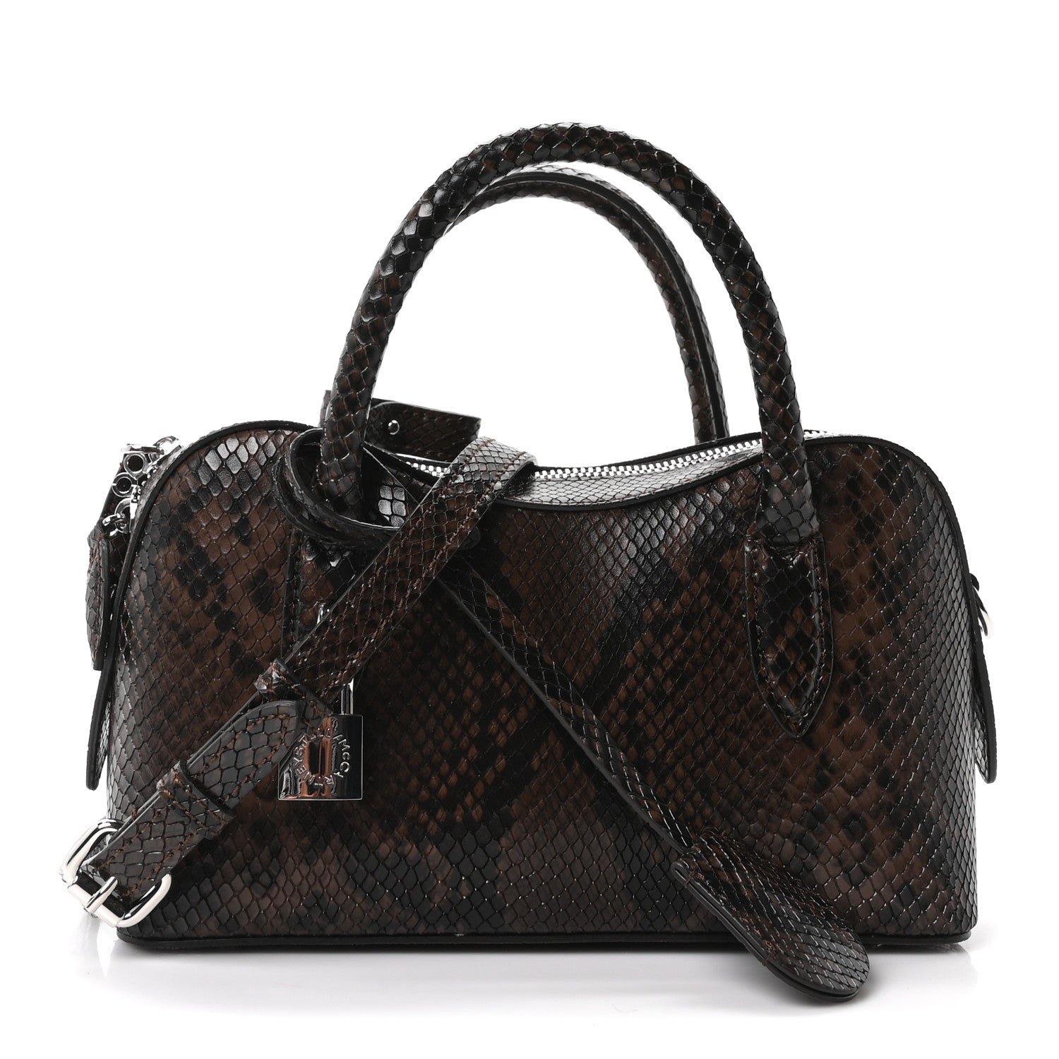 Stella McCartney Faux Snake Print Ryder Crossbody Bag Espresso