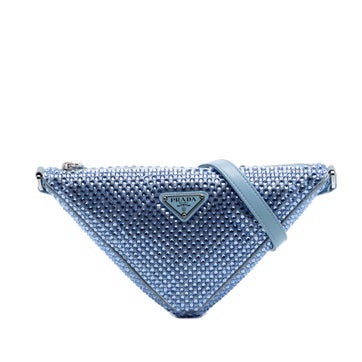 Prada Satin Crystal Embellished Triangle Shoulder Bag