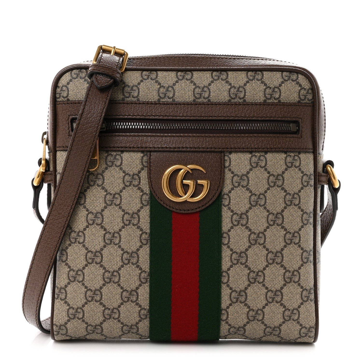 Gucci GG Supreme Monogram Web Small Ophidia Messenger Bag Brown