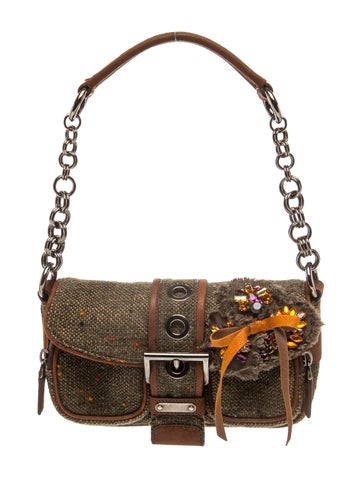Prada Enameled Metal Triangle Shoulder Bag