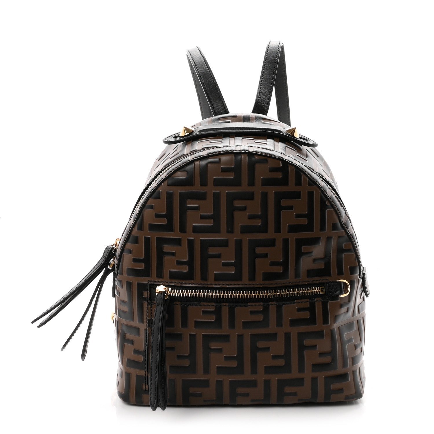 Fendi Vitello Bi-Color FF 1974 Embossed Mini Backpack Maya Black