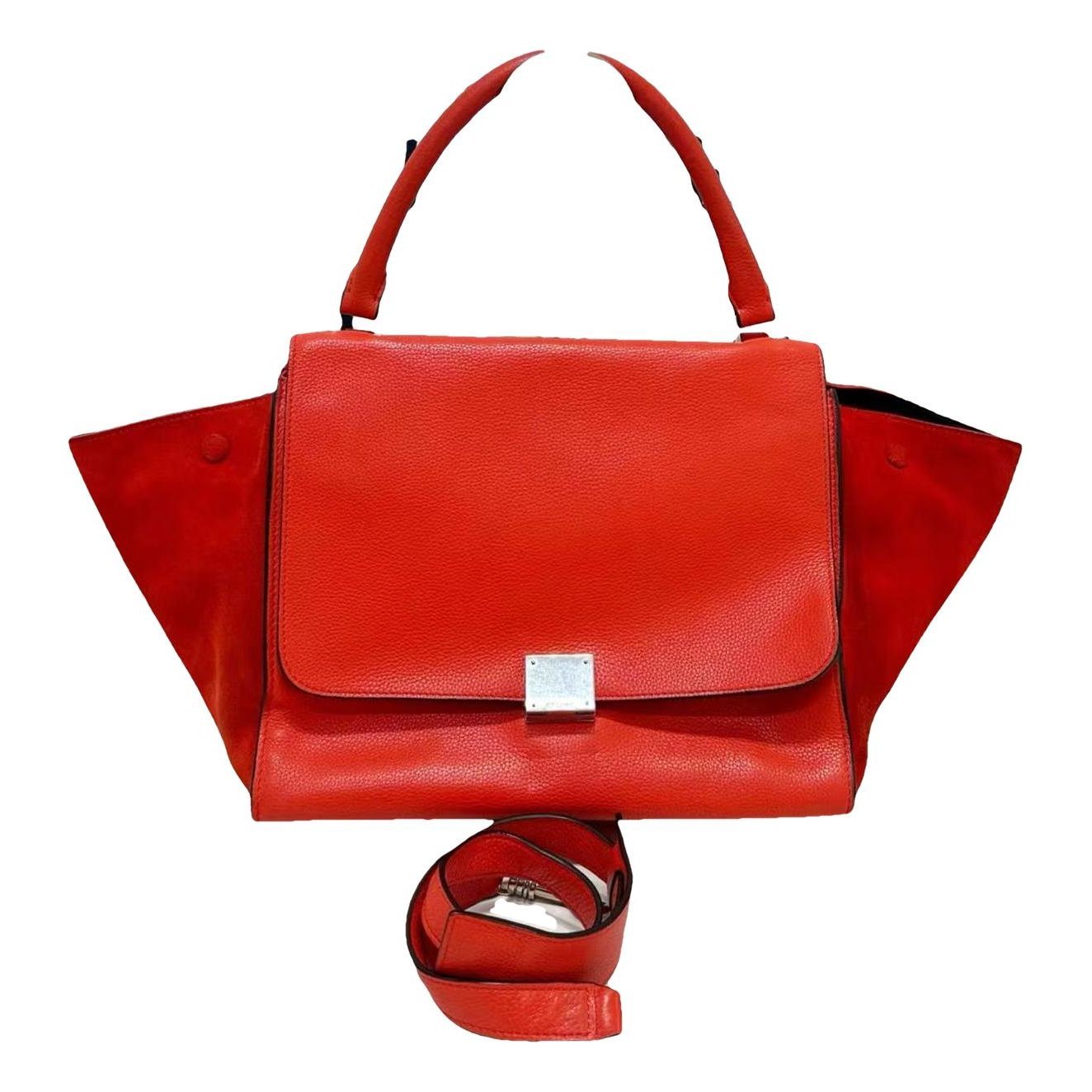 Trapèze leather handbag