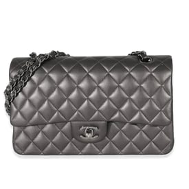 Chanel Chanel 09A Grey Metallic Lambskin Medium Classic Double Flap Bag