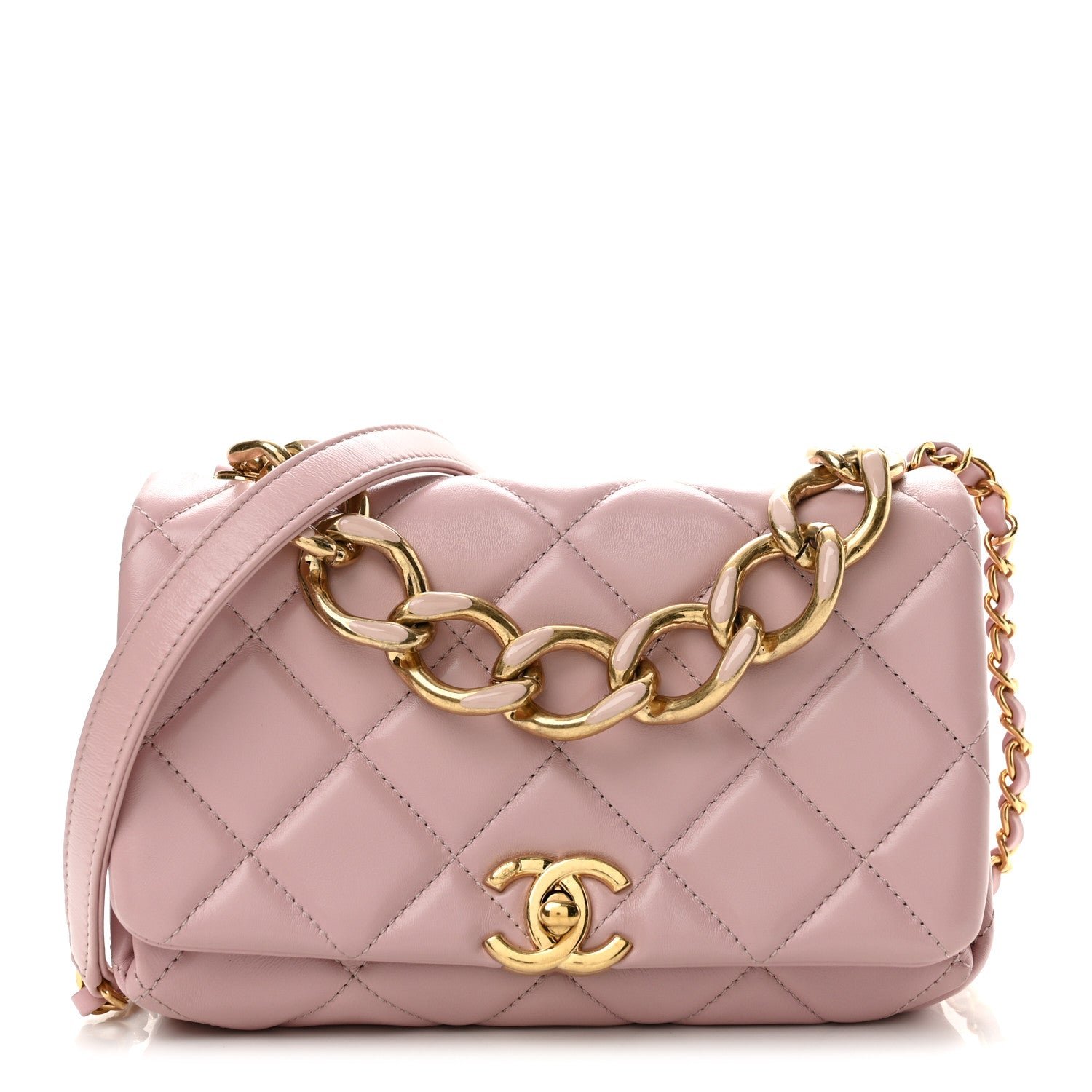 Chanel Lambskin Quilted Color Match Small Flap Light Pink