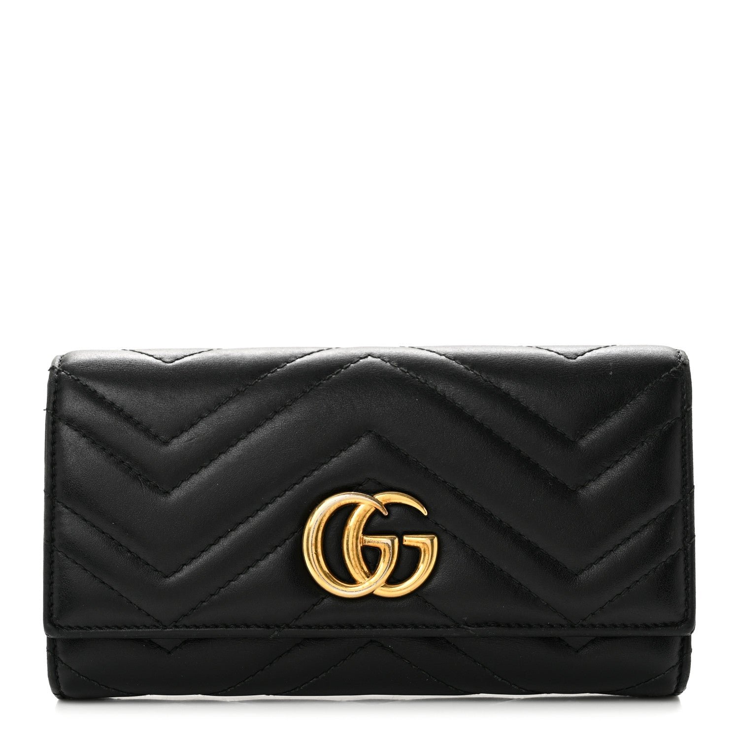 Gucci Calfskin Matelasse GG Marmont Continental Wallet Black