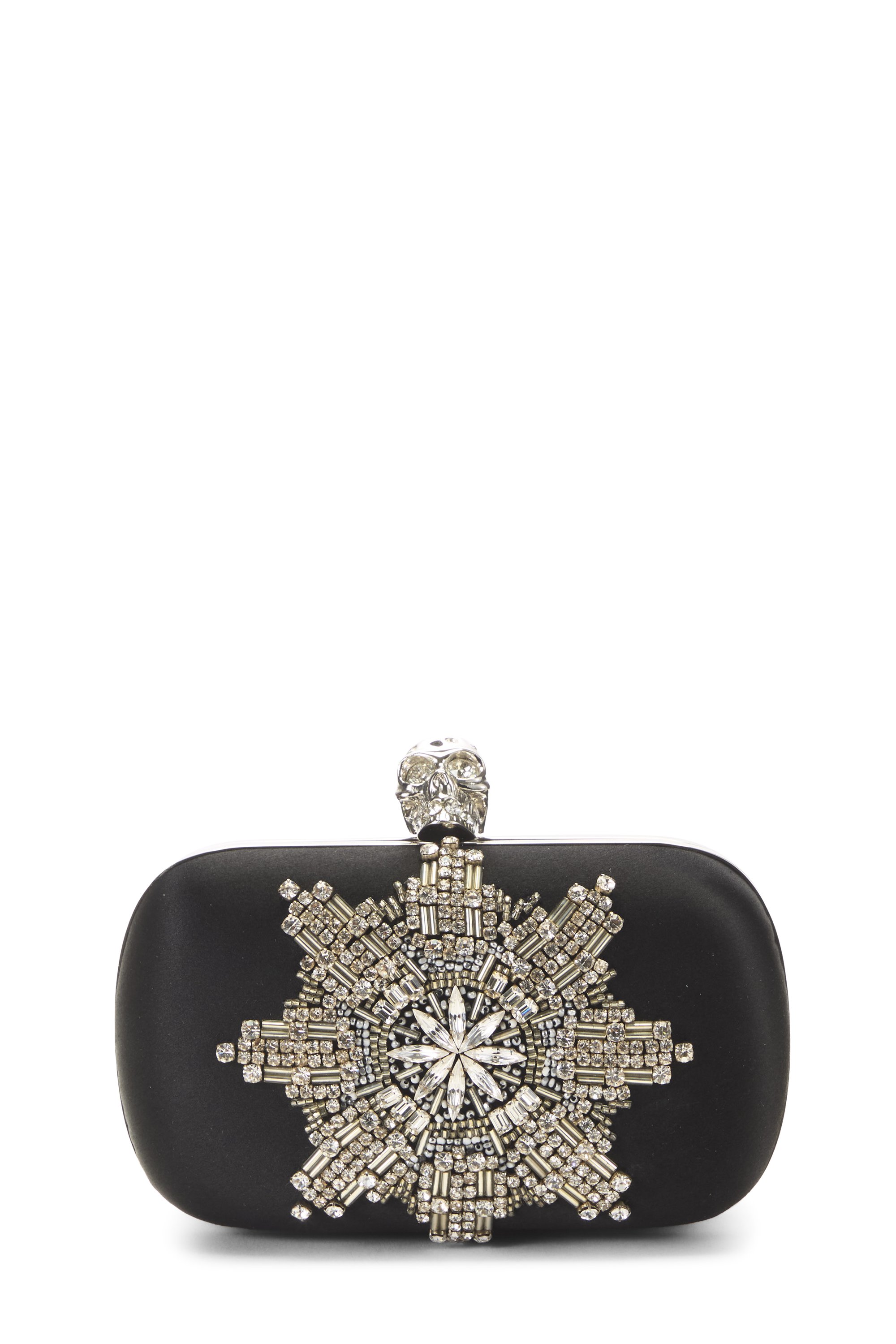 Black Embellished Skull Box Clutch