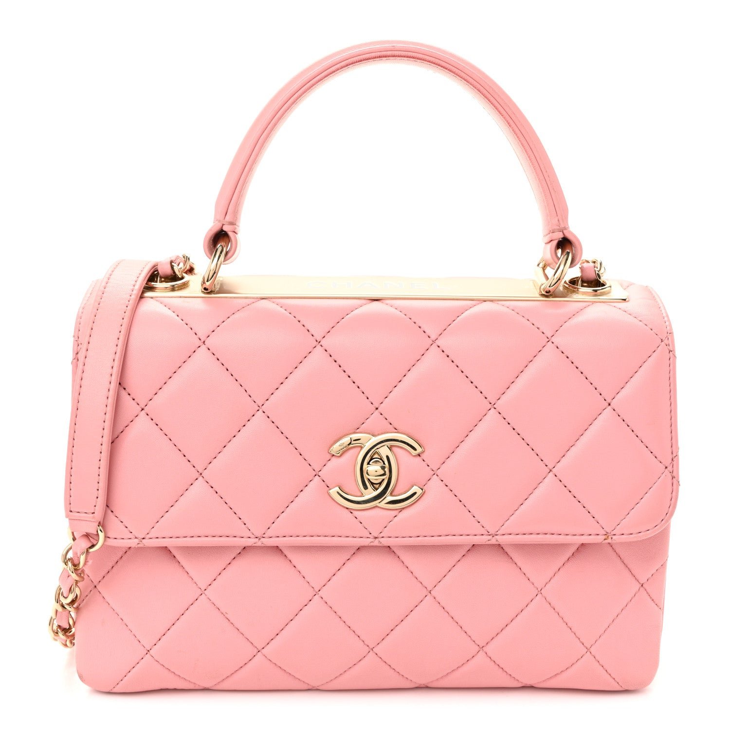 Chanel Lambskin Quilted Small Trendy CC Flap Dual Handle Bag Light Pink