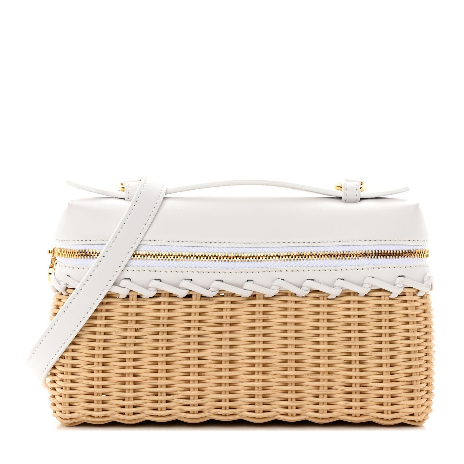 Loro Piana Wicker Calfskin L19 Extra Pocket Pouch White