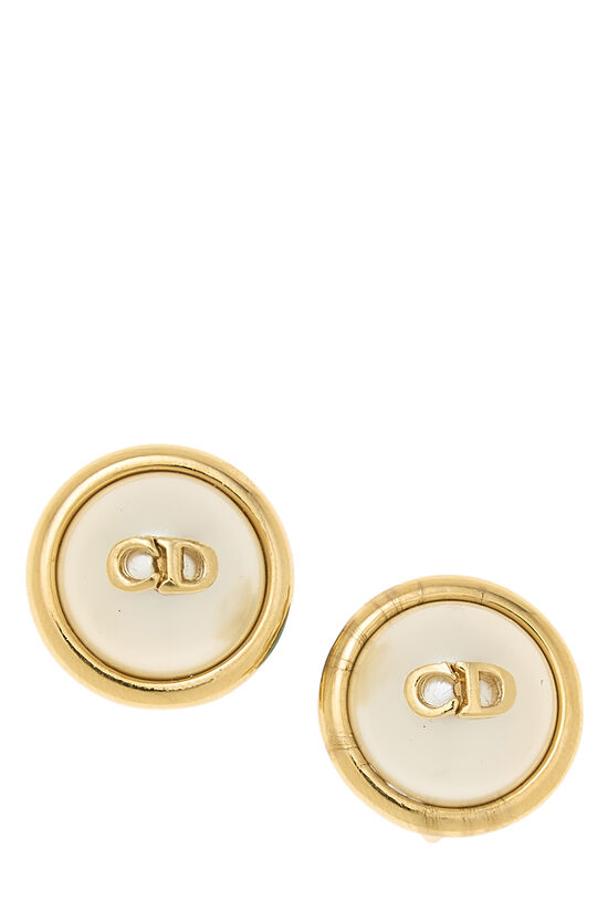 Dior Gold & Faux Pearl 'CD' Earrings