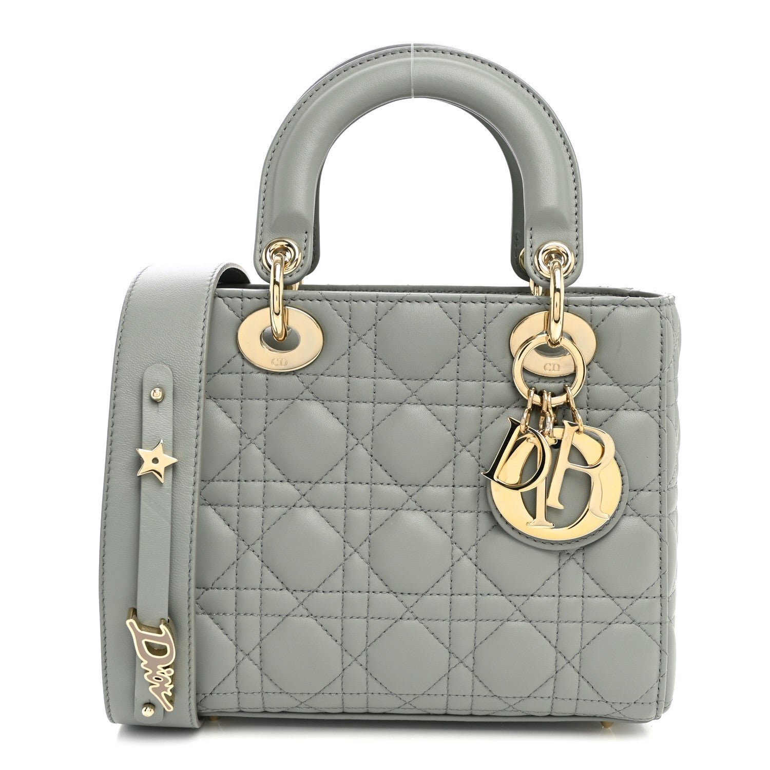 Christian Dior Lambskin Cannage Small My ABCDior Lady Dior Grey
