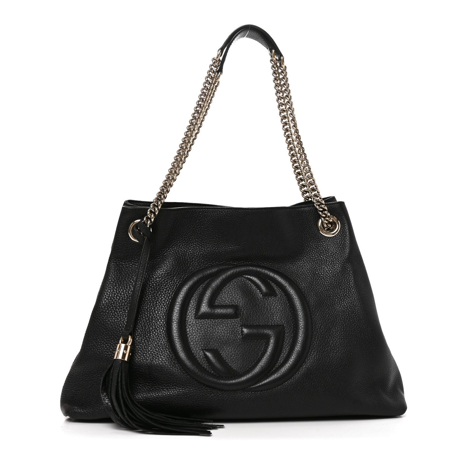 Gucci Pebbled Calfskin Medium Soho Chain Shoulder Bag Black