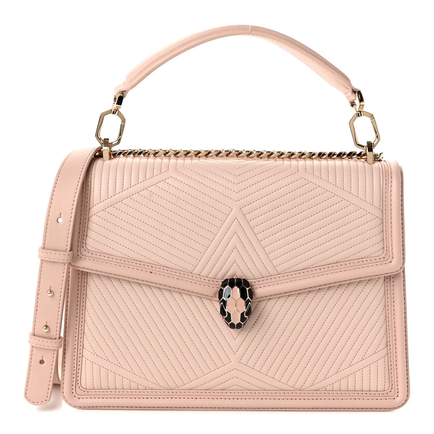 Bvlgari Bulgari Quilted Nappa Smooth Calfskin Serpenti Forever Diamond Blast Shoulder Bag Crystal Rose