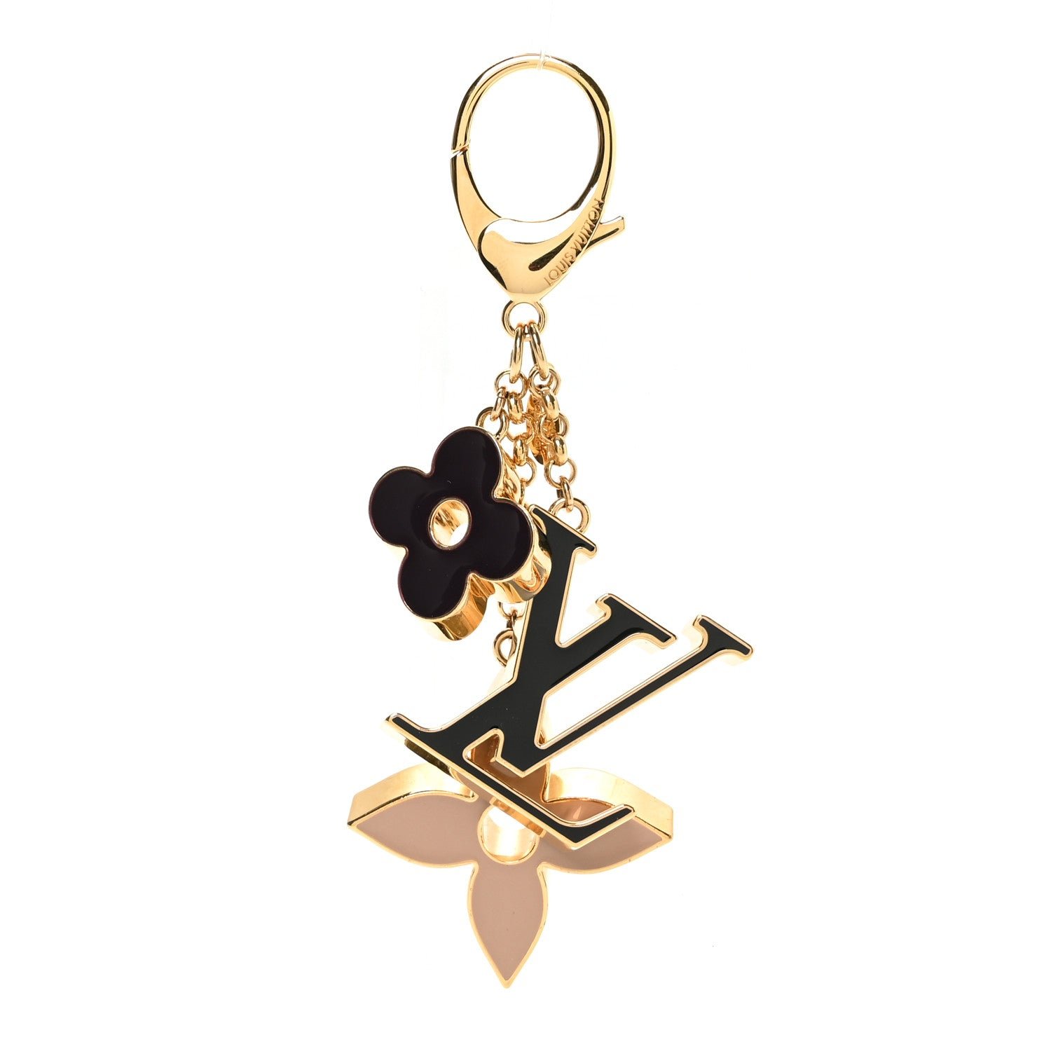 Louis Vuitton Metal Enamel Fleur De Monogram Bag Charm Dore