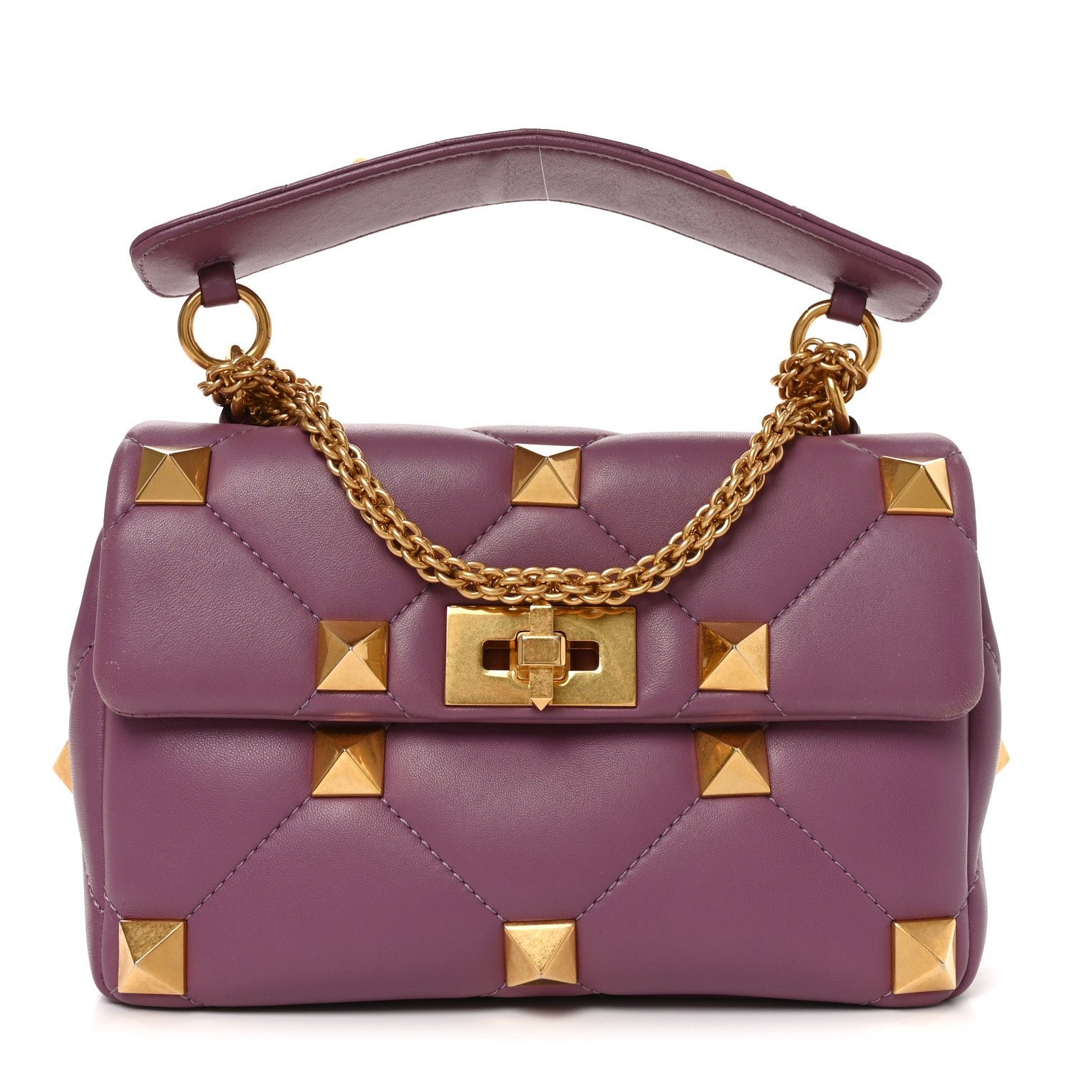 Valentino Garavani Nappa Medium Roman Stud Shoulder Bag Malva