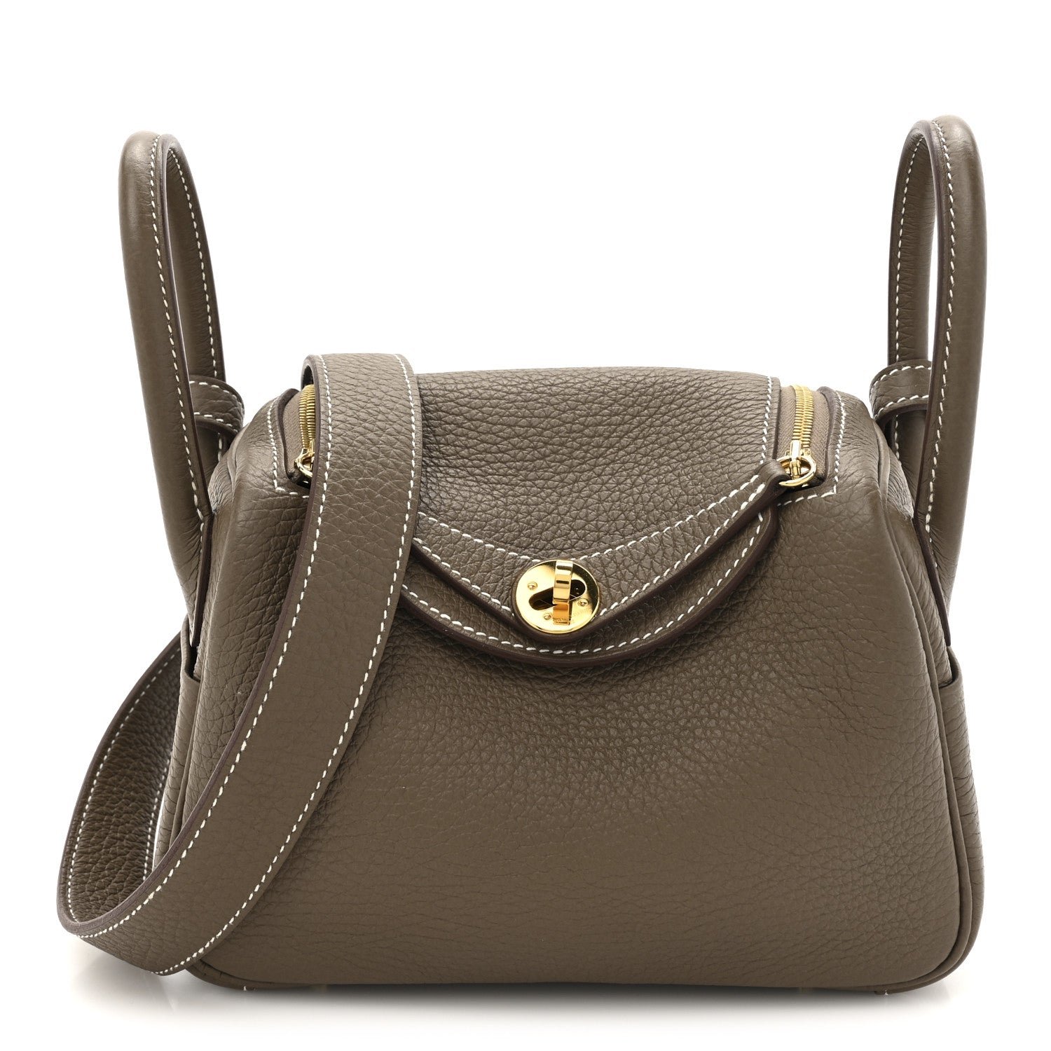 Hermes Taurillon Clemence Mini Lindy 20 Etoupe