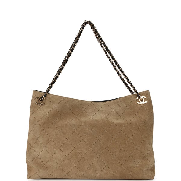 Chanel Large "Eyes on You" CC Shopping Bag Dark Beige Suede Gold Hardware
