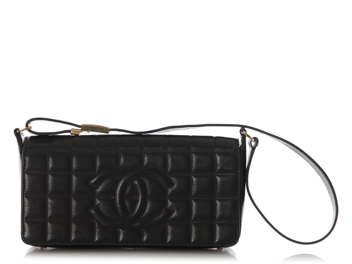 Chanel Chanel Vintage Black Lambskin Chocolate Bar Flap