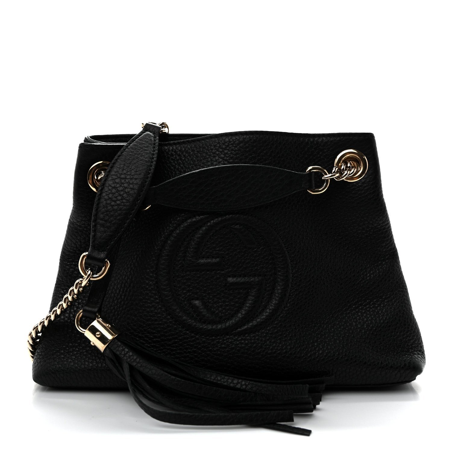 Gucci Pebbled Calfskin Small Soho Chain Shoulder Bag Black