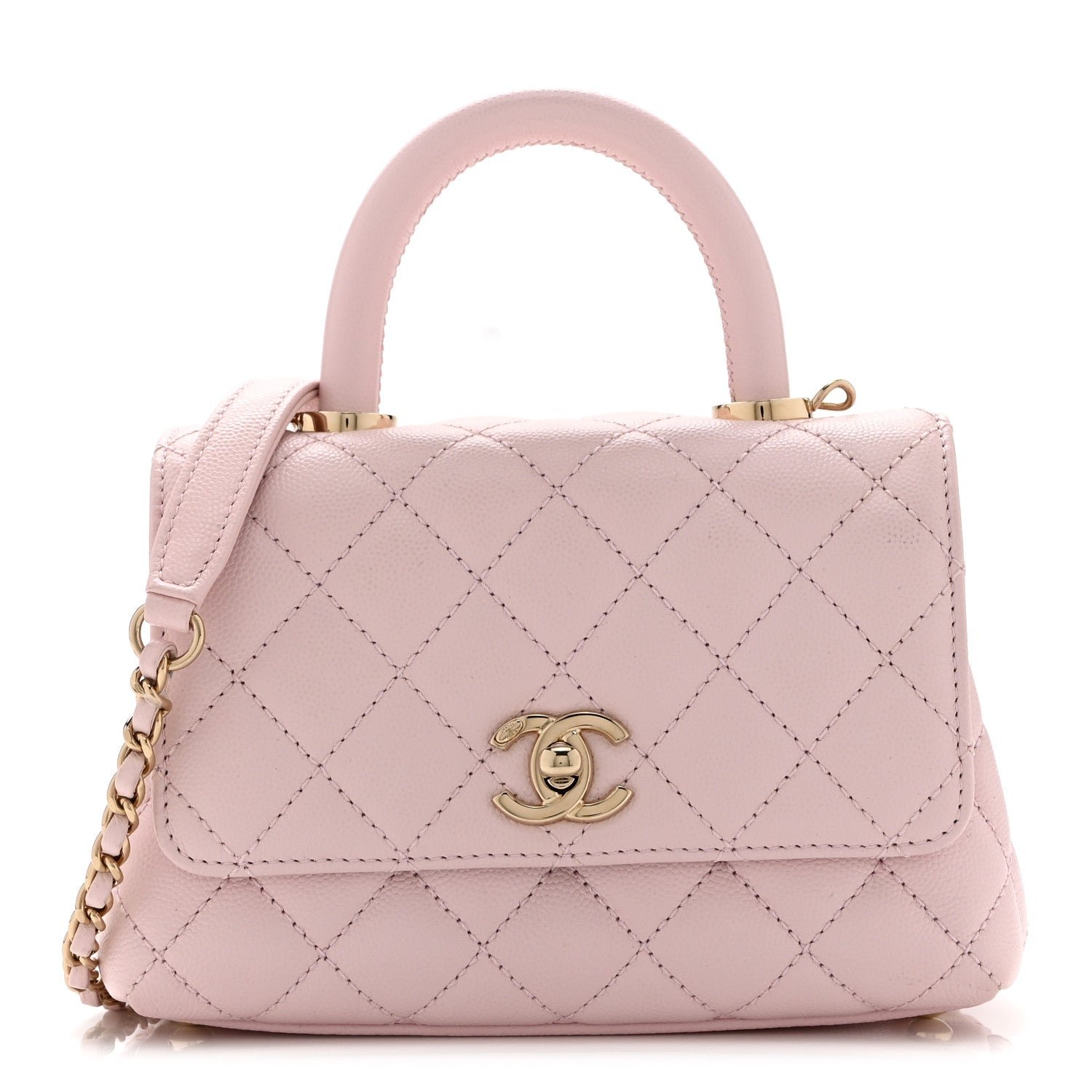 Chanel Caviar Quilted Extra Mini Coco Handle Flap Light Pink