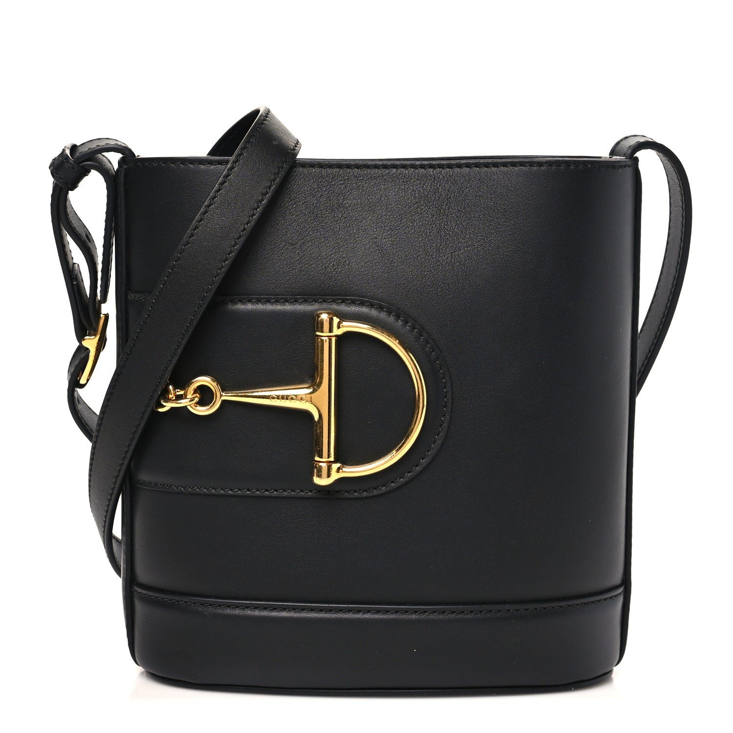 Gucci Arabella Calfskin Horsebit 73 Medium Bucket Bag Black